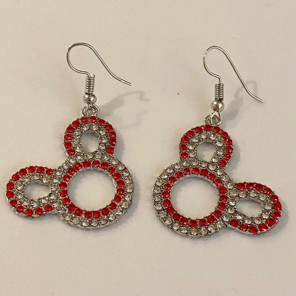 Mickey Mouse Crystal Silver Drop Earrings
